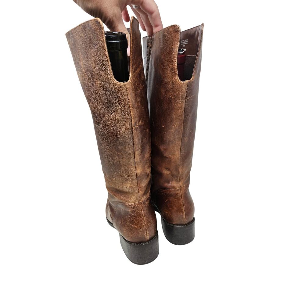 Vintage Matisse 8 Brown Leather Stitched Boot Western Boho Zip Up Flower - Picture 3 of 9